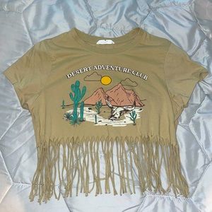 Love Peace & Lazy Days Cropped Fringe Shirt